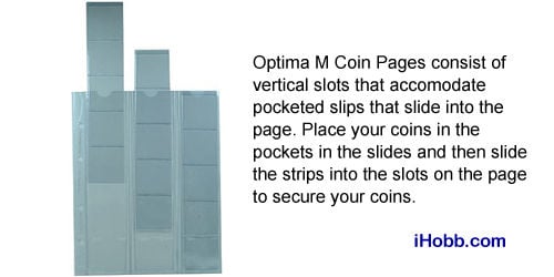 Optima size 10 pcs. pock. 35 x 35 mm Coin sheets / pages for 35 coins 