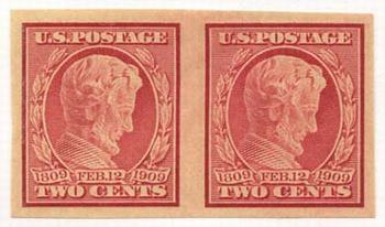 U.S. #368 Lincoln Centenary Imperforate Mint Pair