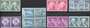 U.S. #1054-59A Liberty Issue Joint Line Pairs MNH