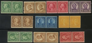 U.S. #597-606 Regular Issues of 1923-26 Pairs MNH