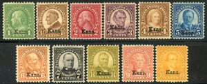 U.S. #658-68 Kansas Overprints - Complete Set MNH