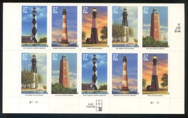 U.S. #3791b Lighthouses PNB 10