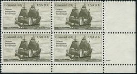 U.S. #2040 German Immigration Tricentennial PNB of 4
