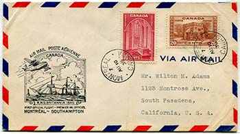Canada Air Mail Montreal - Southampton