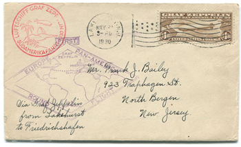 Graf Zephelin Flight Cover - Europa Pan-America First Flight