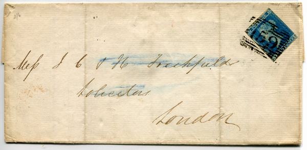1841 Great Britain #4 2-pence blue on cover