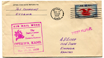 Ottawa, Kansas. First Flight Cover