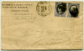 Martinsburg, W. VA Cover - 1887
