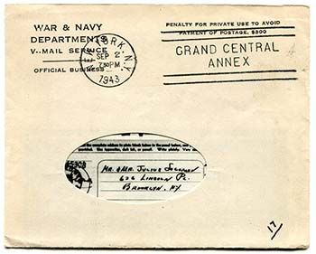 V-Mail Cover September 2 1943