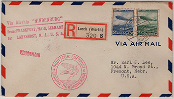 Airship Hindenburg Flight Cover 1936