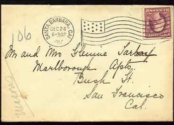U.S.#501 w/Santa Barbara, CA Flag Cancel