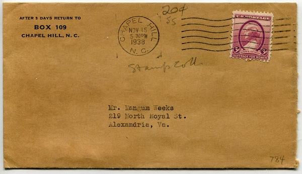 U.S. #784  on Chapel Hill, NC Cover