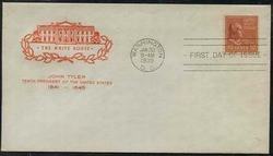 U.S. #847 10c John Tyler Coil w/Farnam Cachet