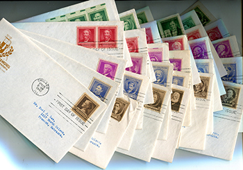 U.S. #859-93 The Complete Famous Americans Set on  35 FDC