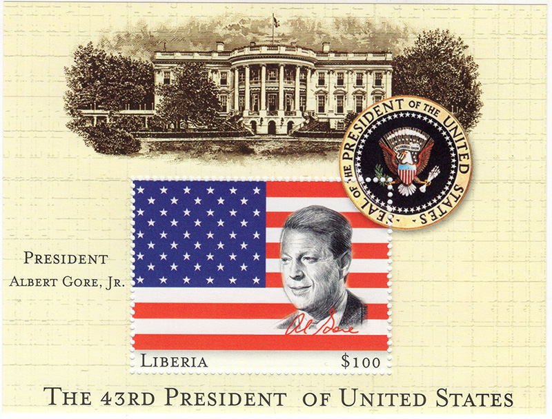 Liberia 2000 U.S. President Al Gore Souvenir Sheet