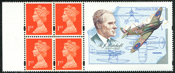 Great Britain #HB9 R. J. Mitchell "Spitfire" Booklet Pane