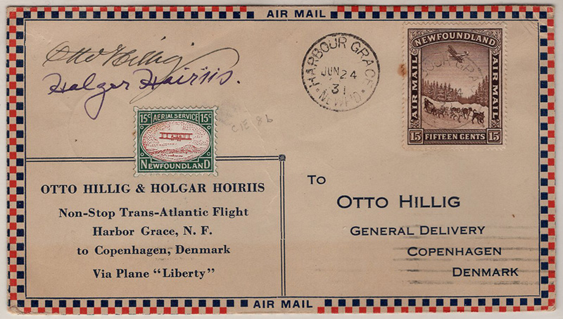 Newfoundland #C6 Otto Hillig & Holgar Hoiriis Flight Cover