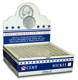 H.E. Harris Coin Storage Tubes