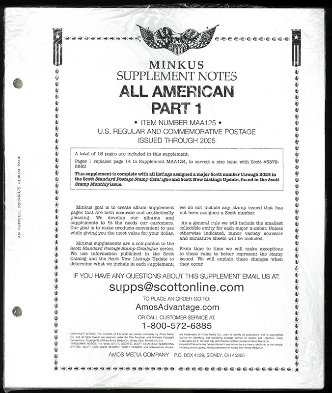 Minkus All-American 2025 Supplement