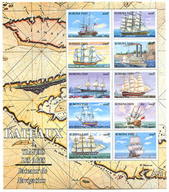 Topicals - Sailing Vessels Stamp Pane of 10
