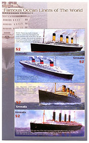 Famous Ocean Liners Pane of 4