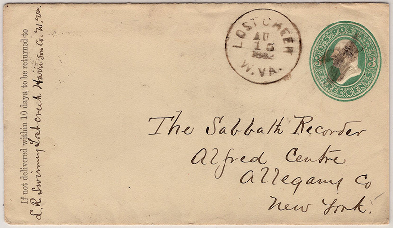 U.S. #U163 Lost Creek W. Va. cds