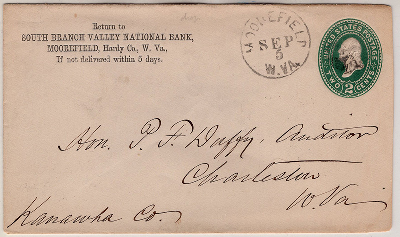 U.S. #U311 Moorefield, W. Va. cds