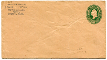 U.S. #U313 Postal Stationery Entire