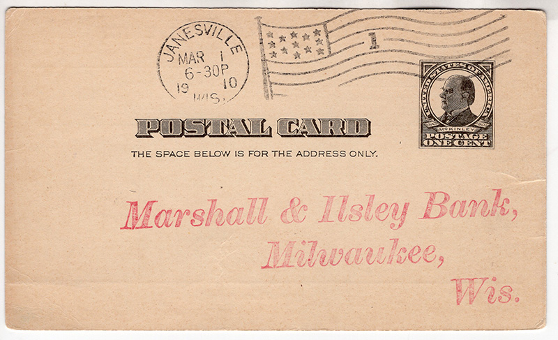 U.S. #UX19 McKinley Flag Cancel cds