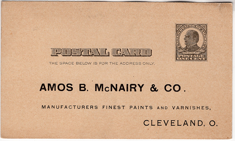 U.S. #UX19 McKinley issue PrePrinted