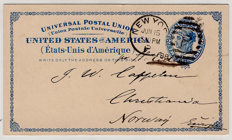 U.S. #UX6 NY to Norway