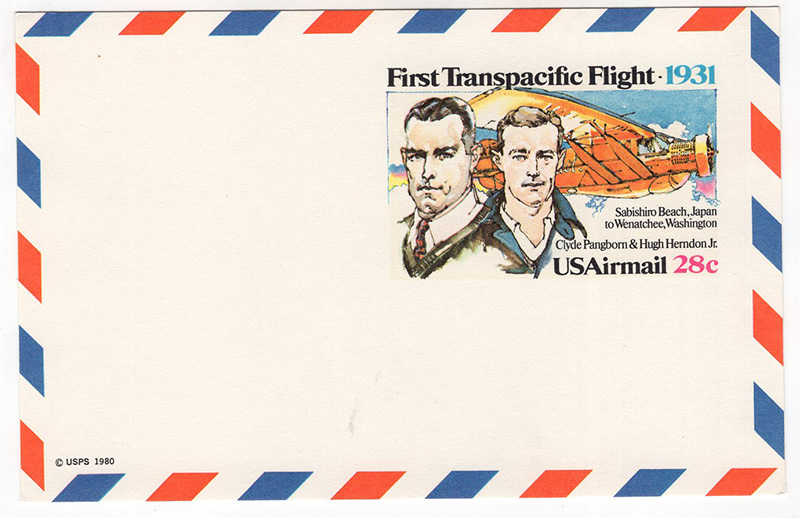 U.S. #UXC19 Mint First Transpacific Flight