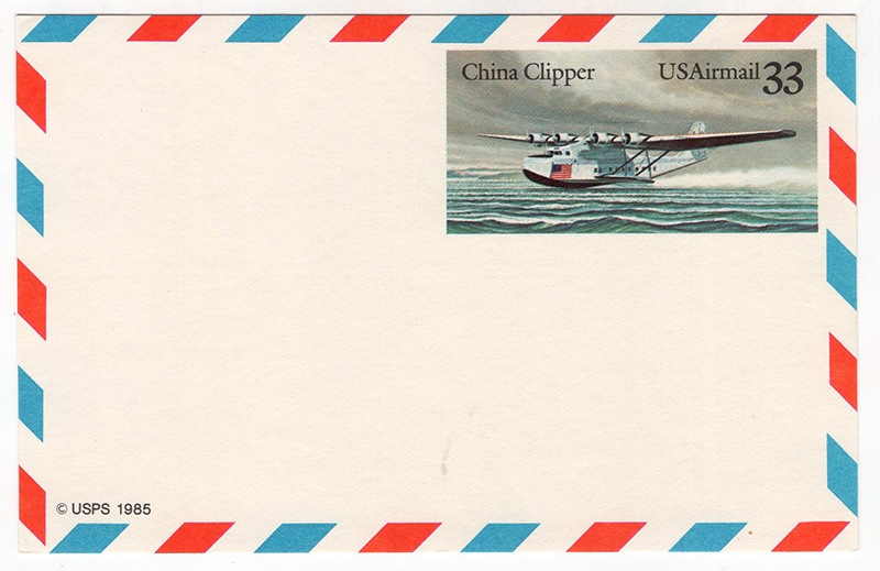 U.S. #UXC22 Mint China Clipper Seaplane