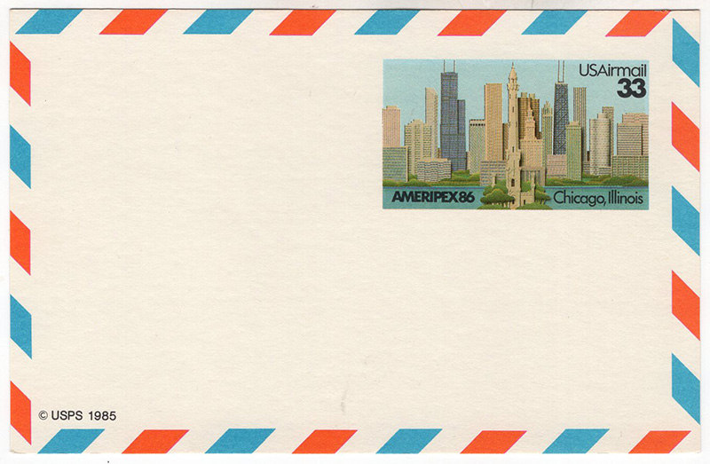 U.S. #UXC23 Mint Chicago Skyline - Ameripex 86