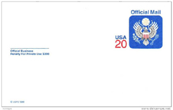 U.S. #UZ6 20c Official Mail Postal Card