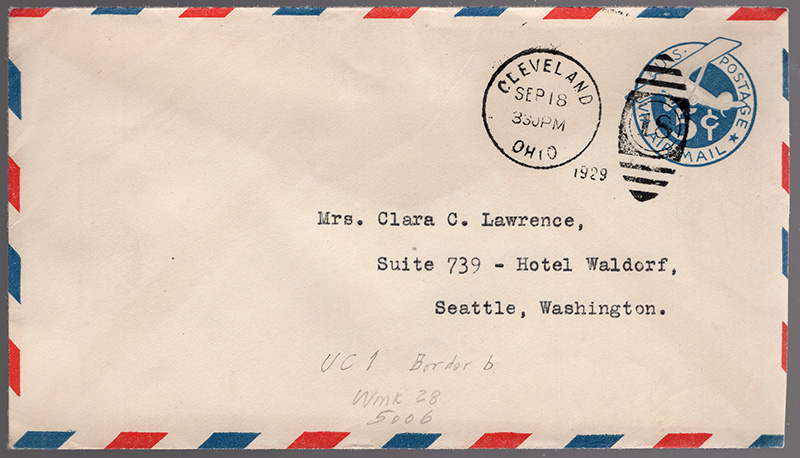 U.S. #UC1 Entire w/bicolor Used