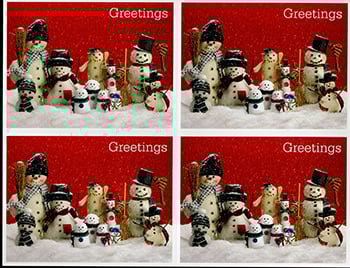 U.S. #UX389a Mint Sheet of 4  Christmas Snowmen
