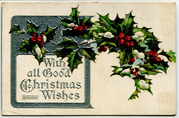 Christmas Wishes Vintage Postcard