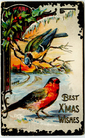 Best Xmas Wishes Vintage Postcard