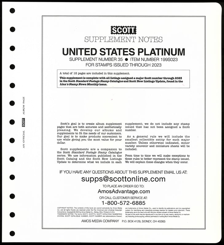 Scott U.S. Platinum Supplement 2023