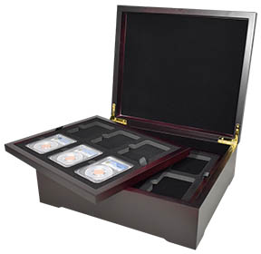 Guard House Wooden 4-Tray Box (SH23890 trays for Coins In Slabs)
