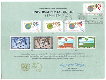 UN UPU Centenary-New York FDC Cds