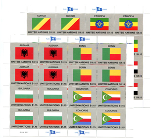 U.N. New York #1150-57 Flag Series 2017 - 2 sheets