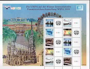U.N. Vienna WIPA 2008 Pane of 10