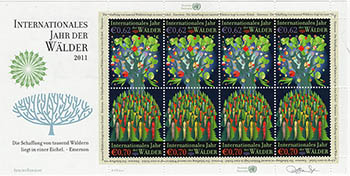 UN Vienna #506a Pane of 8 MNH
