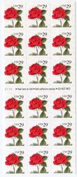 U.S. #2490a Red Rose Booklet Pane of 18