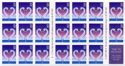U.S. #3123a 32c Love Swans Pane of 20 + Label