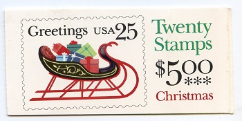 U.S.  #BK168 $5.00 Greetings (Sleigh), #2429a