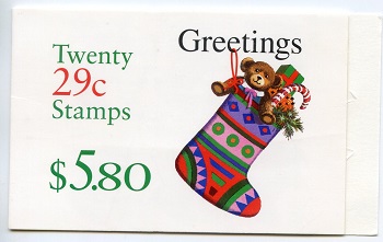 U.S.  #BK218 $5.89 Greetings (Stocking), #2872a