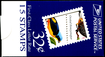 U.S. #BK272 $4.80 Blue 32c Tropical Birds, #3222-25